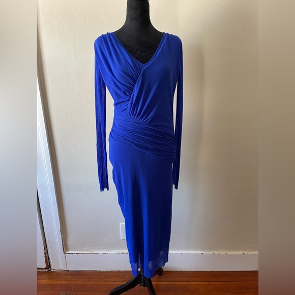 Fuzzi Dresses & Skirts - Fuzzi Cobalt blue, sheer mesh/under lining, ruched waist, size L, like new